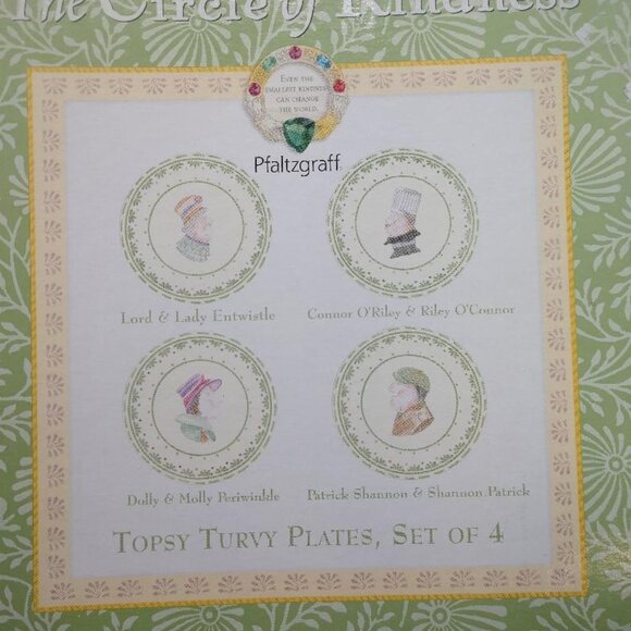 Topsy Turvy Plates Set Of 4 6.25" Pfaltzgraff The Circle Of Kindness Porcelain - Picture 10 of 11